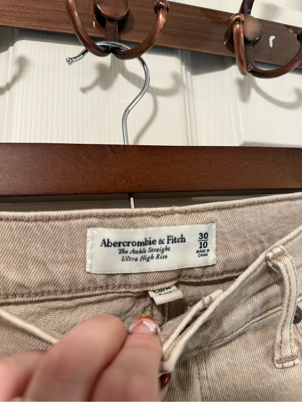 Abercrombie & Fitch Curve Love Ultra High Rise Ankle Straight Jeans Taupe 30/10 - Picture 2 of 3